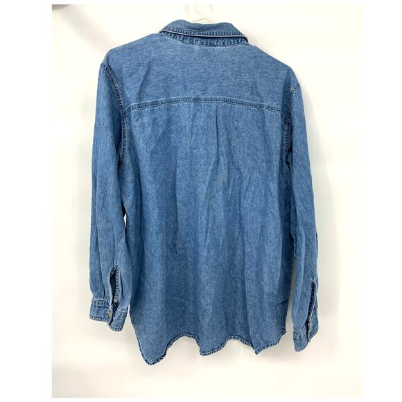 Bobbie Brooks Denim Shirt Blue Christmas Snowman Embroidered Button Up 18W/20W - Picture 5 of 5